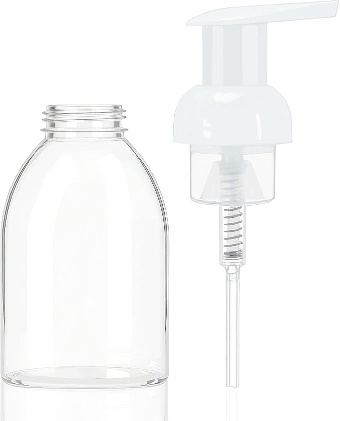 3 Pack 8oz Foaming Soap Dispenser BPA Free Clear Plastic Refillable Pump Bottle for Liquid Shampoo and Hand Soap