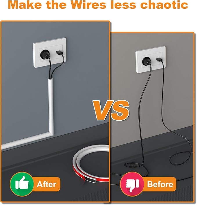 78" Silicone TV Cord Hider for Wall Mounted TV, Self-Adhesive Wire Hiders for TV on Wall, Wire Concealer for Cords Hide Cables, Cable Covers White, Raceway Cable Management, Electric Wire Channels 2m