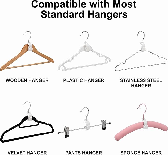 50pc Hanger Connector Hooks, Space Saving Hanger Hooks for Clothes Closet Organizer, Cascading Hangers Extender for Wardrobe Storage