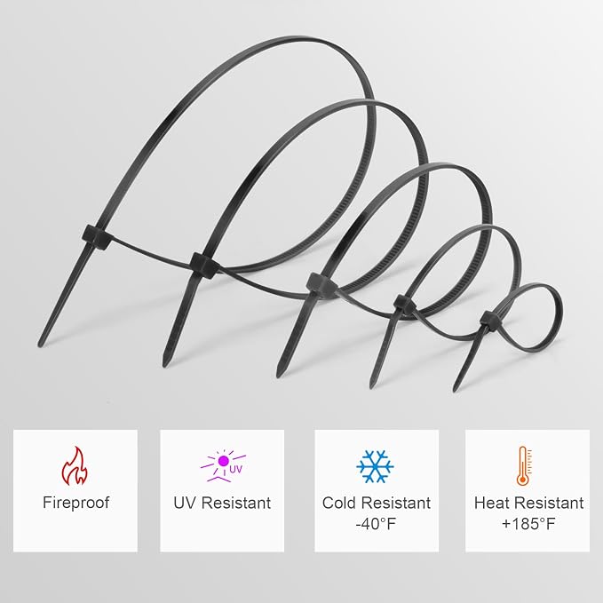 Zip Ties 60 LBS Assorted Size White,6+8+12+14+18 Inch,500PCS Tensile Strength Heavy Duty Cable Wire Ties With Self-Locking Adjustable More Durable Nylon Tie Wraps for Indoor Outdoor