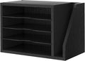 Creso hom Mail Sorter, File Organizer Desktop, Wood Desk Organizer with 3 Adjustable Shelves, Mail Holder for Office, Home, Letter Sorter File Holders for Envelopes, Mail Supplies Magazines, Black