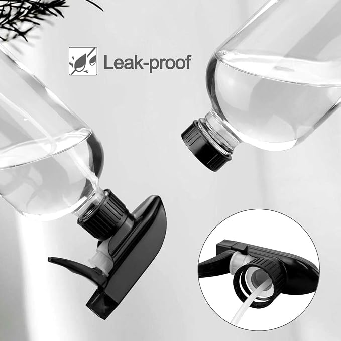 Worldgsb Glass Spray Bottles, 16oz Clear Glass Spray Bottles with Labels & Adjustable Nozzle, Reusable Containers for Cleaning, BBQ, Food, Plants, Alcohol, Essential Oils(3 Pack)