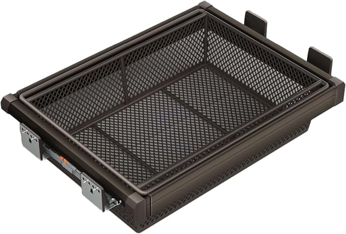 Pull Out Drawer Organizer Containers,Aluminum Alloy Stackable Shelf Baskets Organizer,Stackable Storage Bins,for Office Bathroom Bedroom(Save Space)(Brown,29.92-33.85in)