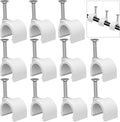 Cable Clips 10mm Nail in Cable Holder Clips 200 Pcs Wire Clips Coax Tacks Clips Speaker Wire Clips Cable Nails for Cords Cable Clamps Ethernet Cord Tacks RG6 RG59 CAT6 RJ45 Wall Wire Organizer