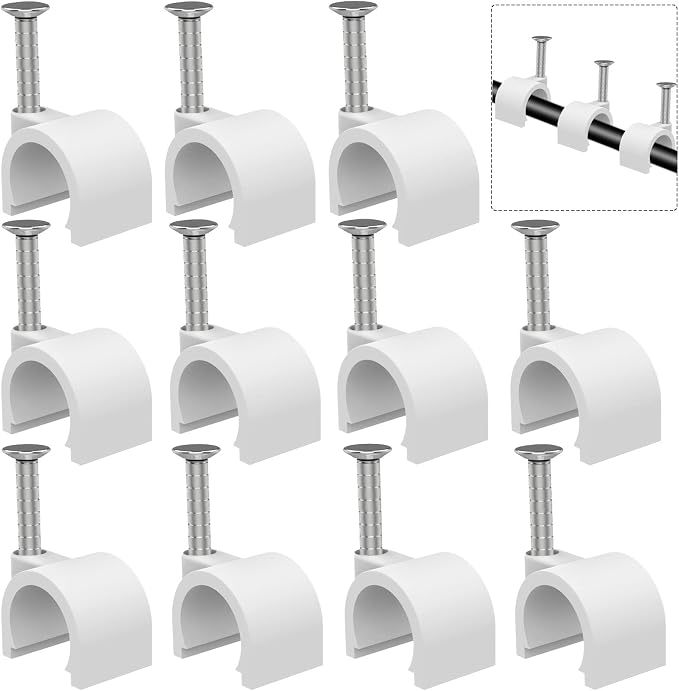Cable Clips 10mm Nail in Cable Clip 1000 Pcs Cable Wire Clips Cable Tacks Coax Clips Speaker Wire Clips Cable Nails for Cords Cable Clamps Ethernet Cable Clip RG6 RG59 CAT6 RJ45