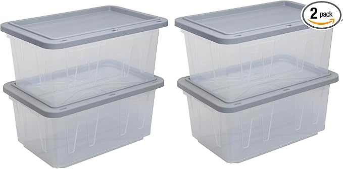 CX BLACK & YELLOW�, 27-Gallon Heavy Duty Clear Storage Container & Snap-Tight Lid, (14.3�H x 20.6�W x 30.6�D), Weather-Resistant, Stackable, See-Through Organization Tote [2 Pack]