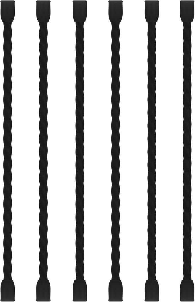 6 PCS 6-Inch Silicone Cable Ties Dia 5mm Reusable Steel-Core Rubber Twist Ties Bendable Cable Ties for Bundling and Holding, All Purpose Cord Tie for Indoor and Outdoor (Black)