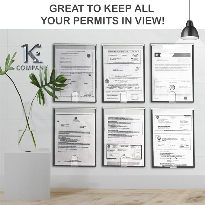 Acrimet Wall Mount Sign Holder Letter Size 8.5 X 11, Clear Crystal Plastic with Self Adhesive on The Back, Perfect for Displaying in Office, Restaurant, School, Home (2 Pack)