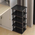 Vertical Shoe Rack - Tall Narrow Shoe Rack Organizer for Small Spaces,5 Tier Bamboo Shoen Shelf for Entryway,Closet,Corner,Doorway,Skinny Shoe Shelf Space Saving Shoe Storage,Free Stackable DIY