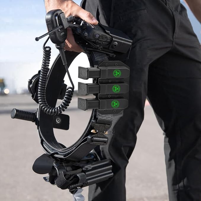 Universal Magazine Carrier | 9MM/40SW Duty Style Triple Mag Pouch | Premium Mag Holster with Combat Belt Clip for Double Stack Mags