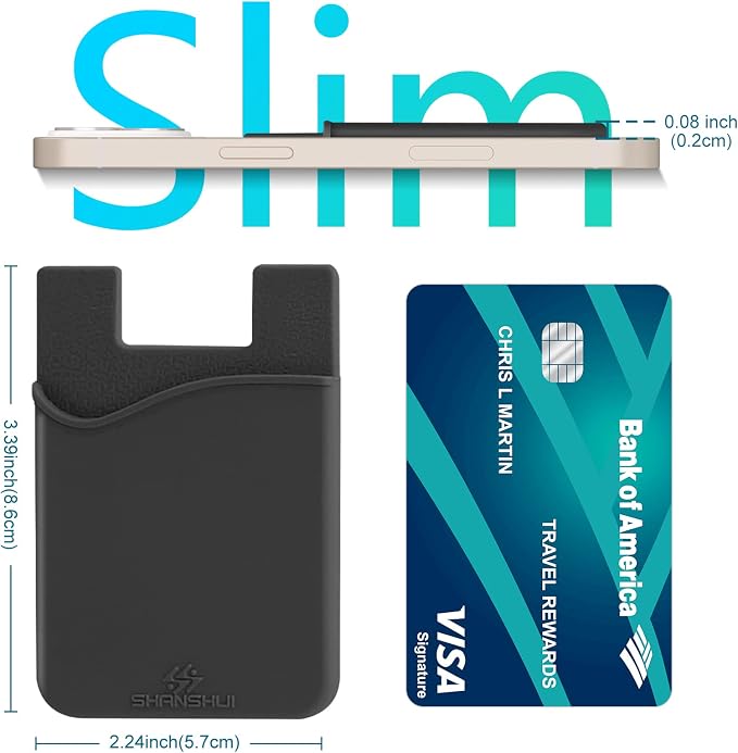 SHANSHUI 4-in-1 Phone Card Holder: Premium Silicone Wallet for ID, Drivers License, Credit Cards - Fits All Mobile Phones
