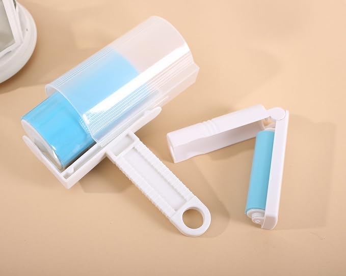 Reusable Lint Roller for Pet Hair – Washable Sticky Picker Set, 2-in-1 Portable & Standard Roller, Eco-Friendly No Refills, Removes Dog & Cat Fur from Clothes, Couch, Car (Blue) | Washable Sticky Picker Set for Pet Hair, Portable, Standard Roller, Eco-...