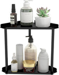 Jesginboo 2 Tier Bathroom Counter Organizer, Vanity Organizer Corner Shelf | Skincare, Makeup Countertop Organizers, Kitchen, Bathroom Counter Storage, Black