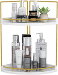 Dorhors 2-Tier Bathroom Counter Organizer,Vanity Counter Corner Shelf, Skincare, Wood Countertop Bathroom Storage and Organization for Kitchen (Gold)