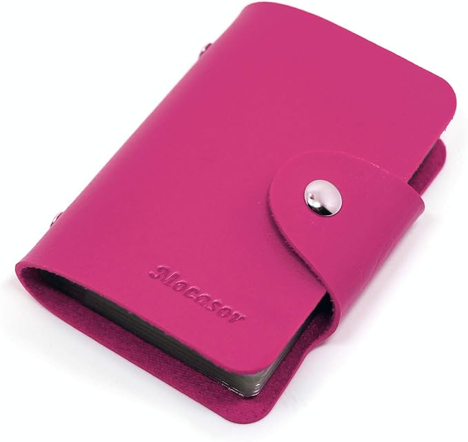 Credit Card Holder for Men & Women Bank Card Case with 24 Insert Slots (Rose Red)
