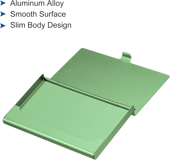 PATIKIL Business Card Holder, Aluminum Alloy Flip Cover Slim Name Cards Case for Women Men, Green