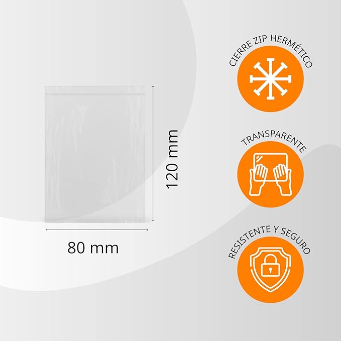 Transparent Plastic Airtight Zipper Bags Ideal for Freezing Food, Storing Documents, Reusable and Preservation Bags - Ofituria (2000 Bags, 80 x 120 mm)