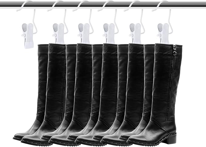 Hotop 48 Pieces Boot Hanger Clips for Closet, Laundry Hanging Hooks Heavy Duty Clips Boot Holder Portable Single Hooks Space Saving for Pants Jeans Clothes Hats Tall Towels (White)