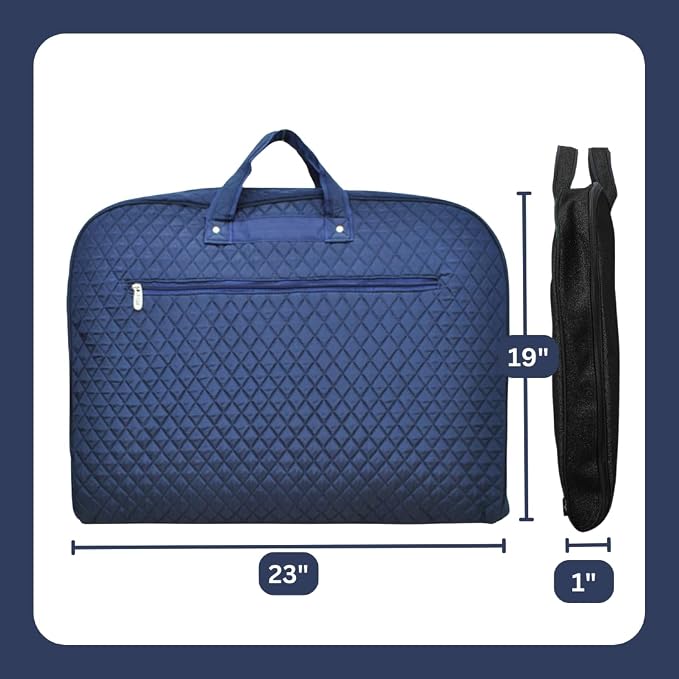 NGIL Glitter Travel Hanging Garment Bag (Quilted-Navy) | Garment Bag for Girls, Cheer Travel Bag, Dance Competition Bag, Cheer Dance Competition, Beauty Pageant
