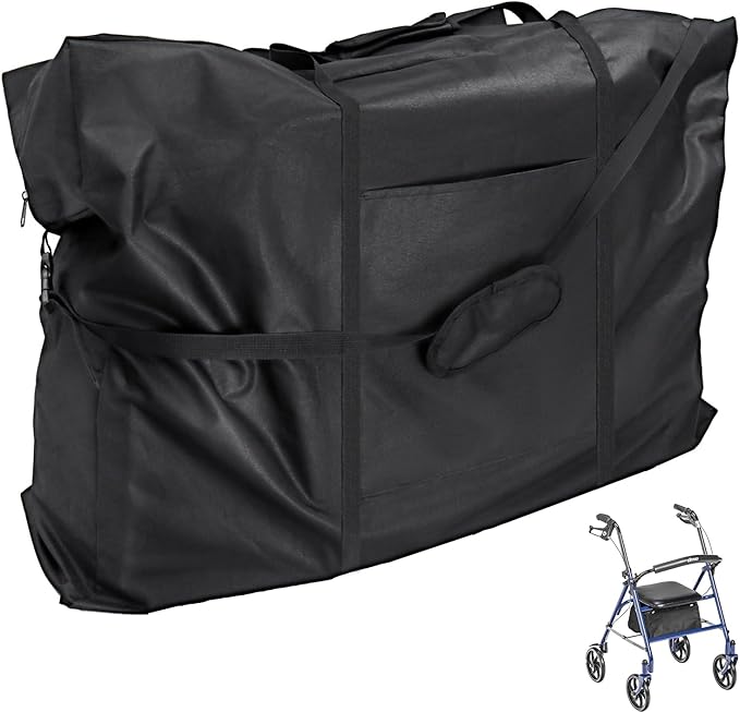 Rollator Travel Bag - Waterproof Wheelchair Bag for Folding Walker Compact Wheelchair Transport Chair Portable Large Duffel Bag Carry Case for Car and Airplane Traveling,Black