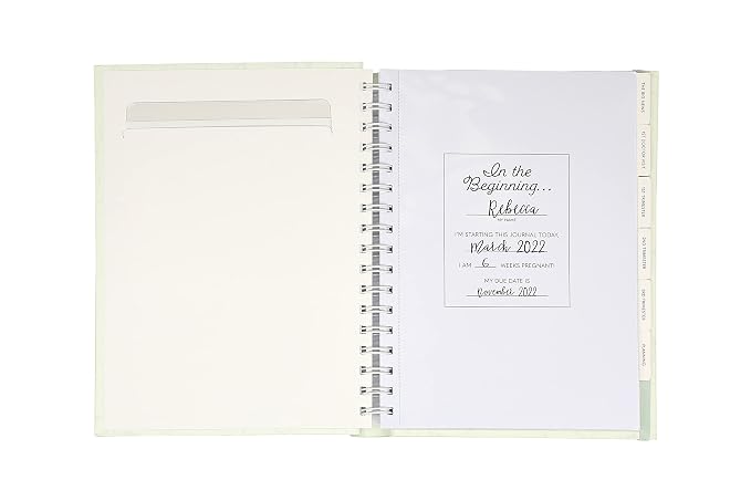 Pearhead My Pregnancy Journal, Guided Pregnancy Memory Book with Sonogram Photo Insert, Trimester Milestone Tracker & Keepsake for Expecting Moms, Baby Shower Gift, Sage Green Leaf