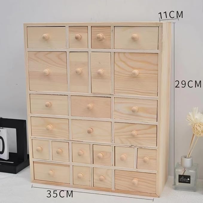 FMURY Wooden Box Vintage Wooden Storage Box Multi-Drawer Jewelry Storage Cabinet Desktop Storage Cabinet