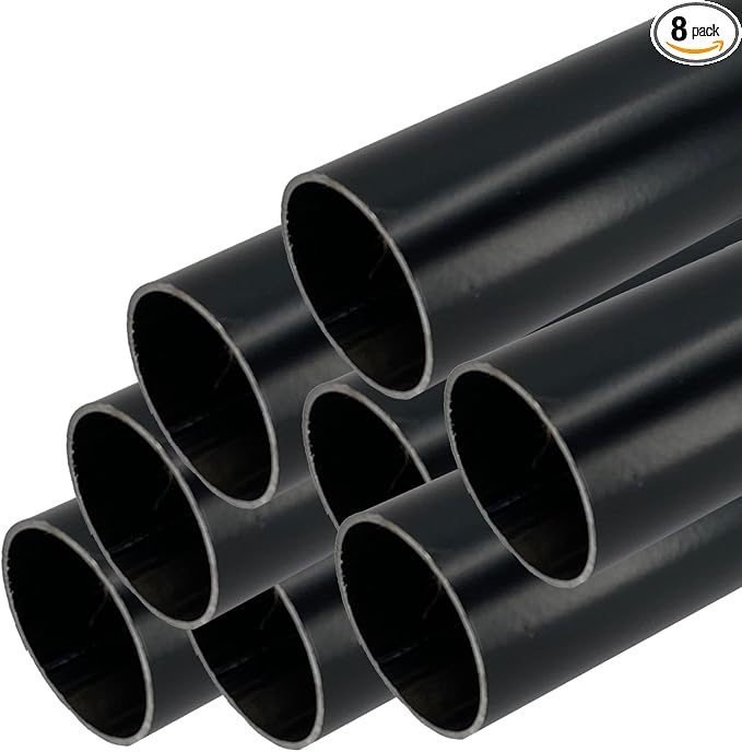 94" HEAVY DUTY Round Closet Rod | 32mm Diameter | Black Clothes Pole | 8 Pack