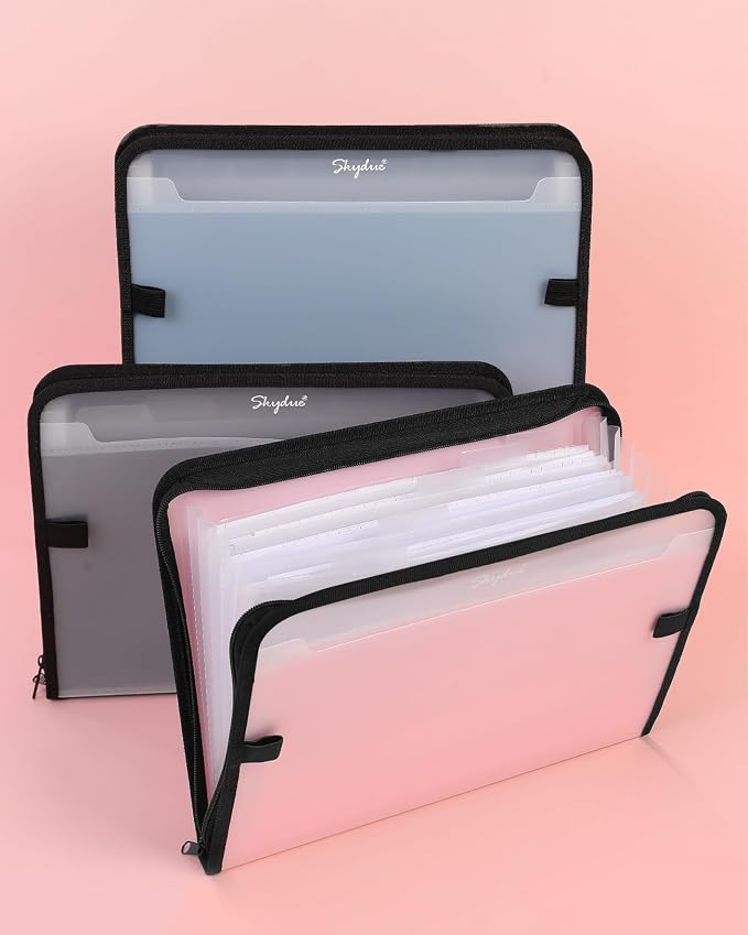 SKYDUE Accordion File Organizer, 7 Pocket Expanding File Folder with Front Pocket, Letter Size, Important Document Organizer with Double Zipper,Travel Folder, School Office Supplies