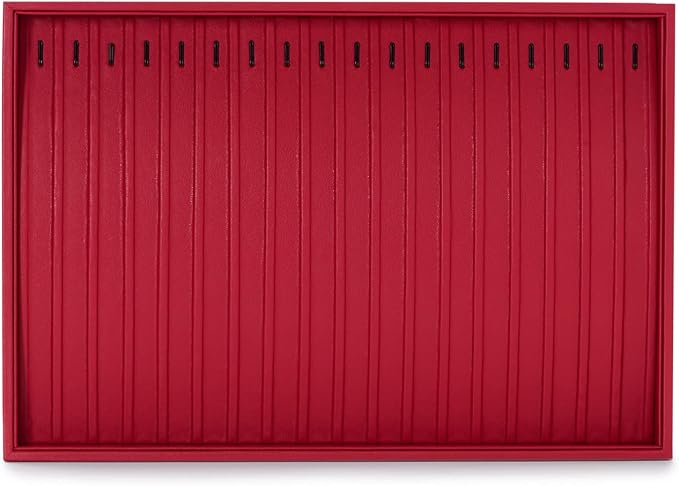 Oirlv Gorgeous Red Leather Jewelry Tray Necklace Bracelet Long Chain Storage Stackable Necklace Trays Jewelry Drawer Organizer