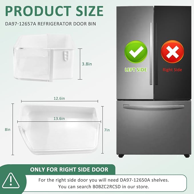 DA97-12657A Refrigerator Left Door Bin Compatible for Samsung by MIFLUS | RF263beaesr RF260beaesr RF261beaesr Sam-sung Fridge Shelf Replacement,Sam-sung Refrigerator Door Shelf Bin