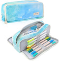 iSuperb Large Pencil Case 3 Compartments Pencil Pouch Big Capacity Pencil Bag for Kids Teen Girls Boys Student School Supplies Oxford Organizer Pen Bag Cosmetic Makeup Pouch