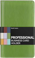 Sooez Leather Professional Business Card Book Holder Organizer, 240 Capacity Credit Card Booklet, PU Name Cards Holder Storage File for Men Women, 7.7"x 4.5" x 0.7", Grass Green