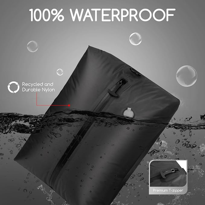Vacuum Bags for Travel with Pump, 2 Pack TPU Reusable Vacuum Compression Bags for Travel with Waterproof Zipper, Space Saver Bag for Suitcase, Backpack, Black