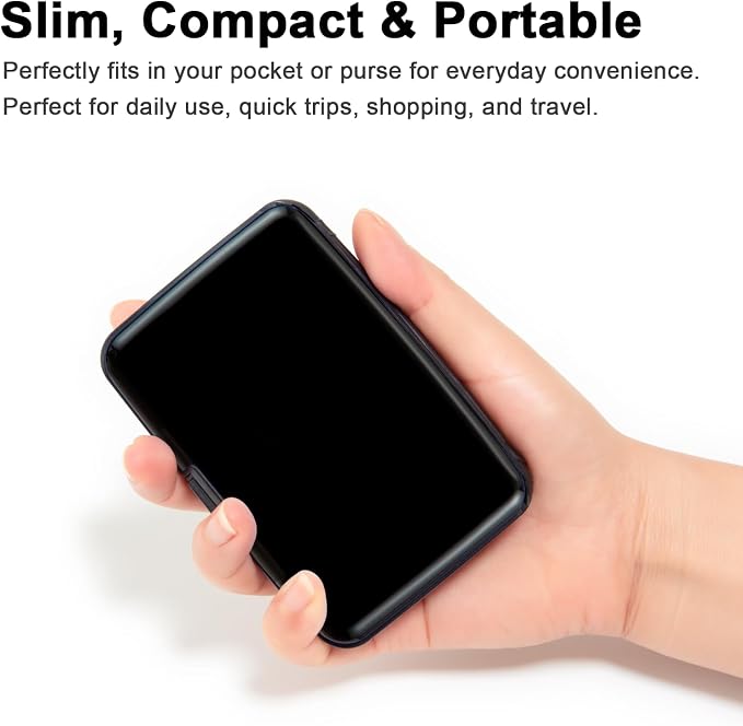 Credit Card Holder, RFID Blocking Metal Card Wallet for Women Men Slim ID Card Holders Protector Aluminum Business Hard Case (Black)