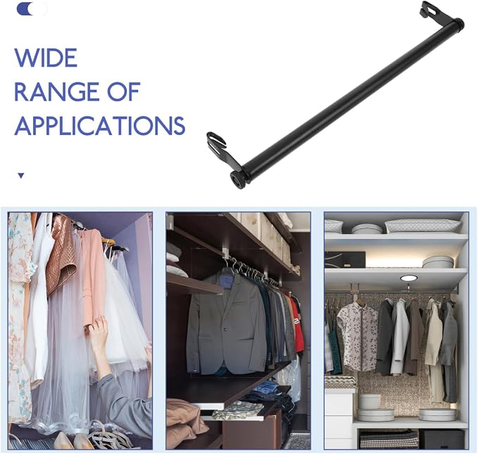 Luxshiny Closet Rod Heavy Duty Clothes Drying Rack for Wire Shelving Hanging Bar for Wardrobe Storage Indoor Laundry Room Use No-Drill Installation 16.53 X 2.83 X 0.86 in