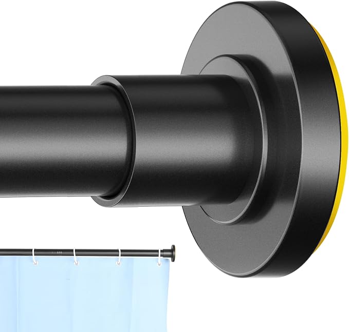 CorkLatta Black Shower Curtain Rod 31 to 92 Inch,1 Inch Diameter Adjustable Spring Tension Stainless Steel Telescoping Rod,Easy Install,No Rust | 1 Inch Diameter Heavy Duty Adjustable Spring Tension Stainless Steel Telescoping Rod