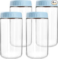 SHOWIN Overnight Oats Containers with Lids, 24oz Glass Jars with Lids 4 pcs, Light Blue, Wide Mouth Mason jars for Salad, Yogurt, Snacks, Meal Prep
