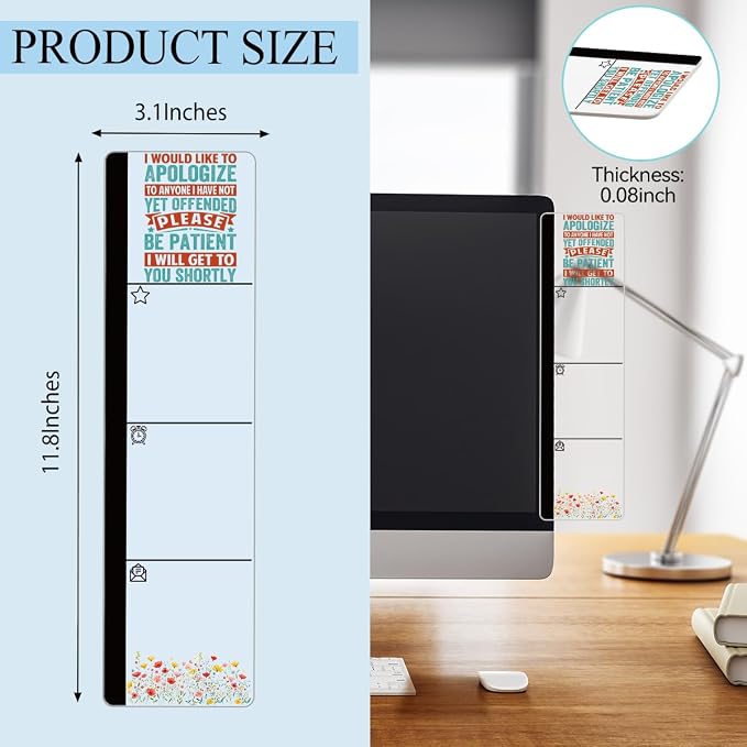 Monitor Memo Board Acrylic Sticky Note Holder Funny Sarcastic Office Desk Decor with 100 Self Stick Note Pads Not Yet Offended Quote