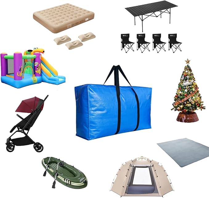 168 Gallon Extra Large Storage Bags, Jumbo Storage Bags, Foldable Big Turquoise Waterproof Storage Bag, 65x30x20inch - 1PACK
