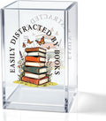 Easily Distracted By Books Acrylic Pencil Pen Holder Cup, Reading Book Club Bookmark Storage Organizer, Cute Bookish Desk Accessories Holder Gifts for Daughter Librarian Teacher Book Lover