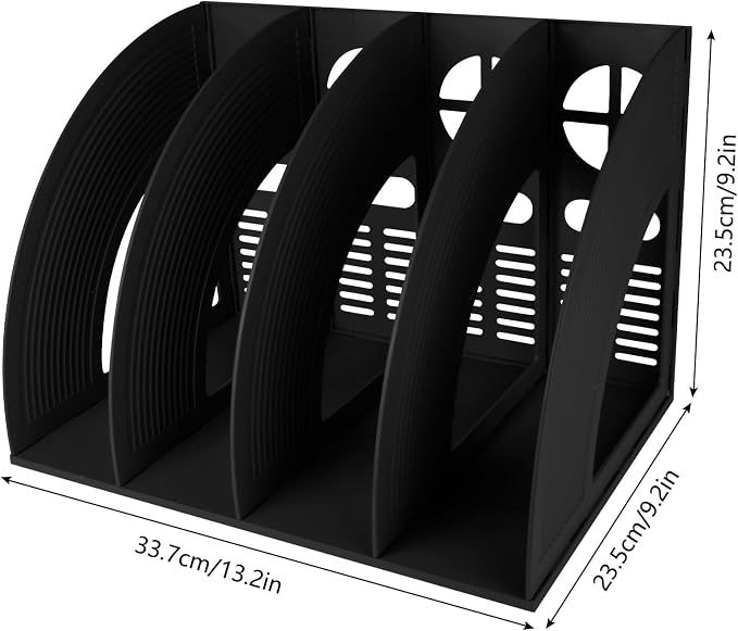 A4 File Holder Magazine Folder Desk Organizer 4 Compartment Standing Desktop Thicken Plastic Paper Notebook Magazine Bookstore Document Divider Storage Rack for Office School Supplier