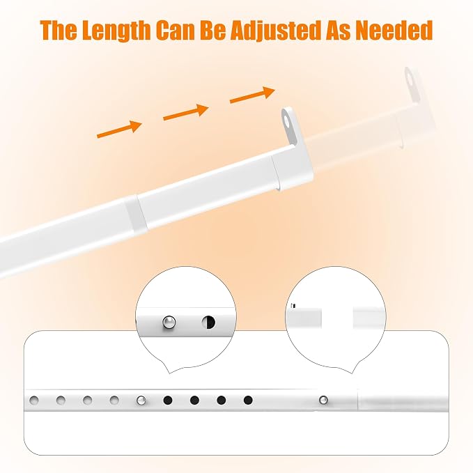 Oval Closet Rod for Hanging Clothes, Adjustable, 18 to 75 in | White, Heavy Duty, Metal, Suitable for Wardrobes, Laundry, RV