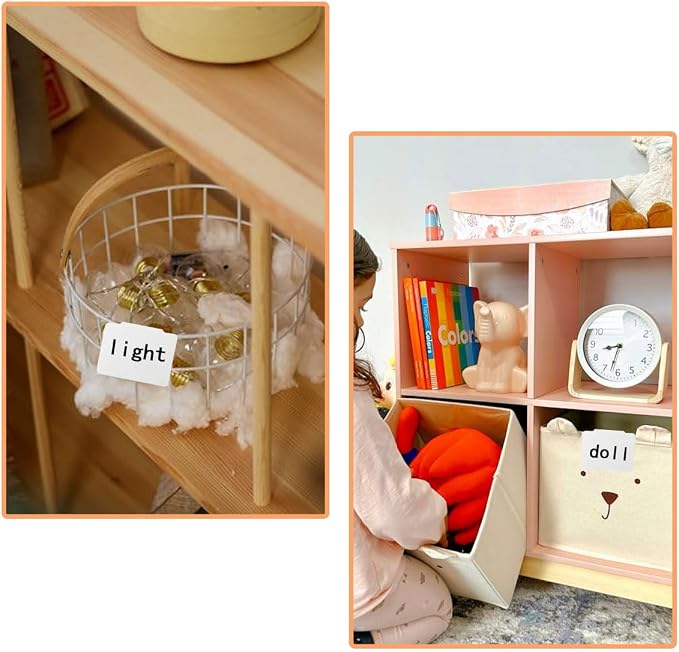 12 Pcs Removable Bin Labels Clip, Basket Labels Clips On Set, Plastic Basket Bin Label Clip on,Kitchen Clips Label Holder for Basket Pantry Organization Box（White