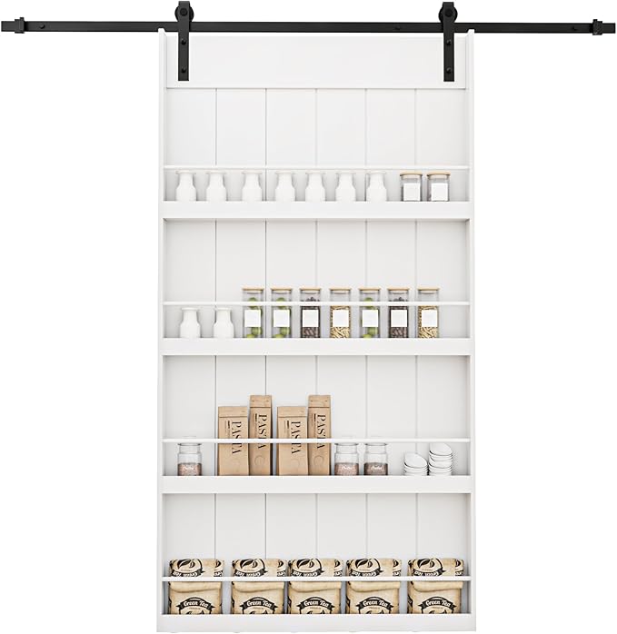 Sliding Barn Doors -Four Levels Bookshelf Style Design Installation Hardware Kit Included,42'' x 84''