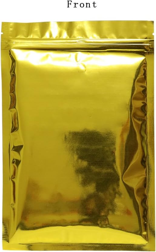100PCS Customized Resealable Mylar Bag Foil Flat Packaging Bag with Tear Notch,Single-Color Printing for LOGO,QR Code,Text (Gold, 18 * 26CM/7.1"*10.2"-100PCS-One Color Print)