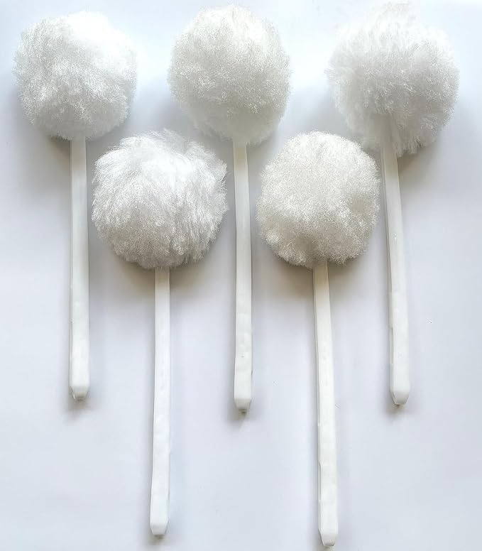 Bowl Brush Toilet Cleaning Brush Set Soft Polyester Head 15x5 inches White (5Pack)