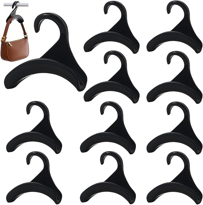 10 Pcs Purse Hanger Hook Purse Organizer Insert Hanger Holder Handbags Backpacks Arch Hook for Closet Home Storage(Black)