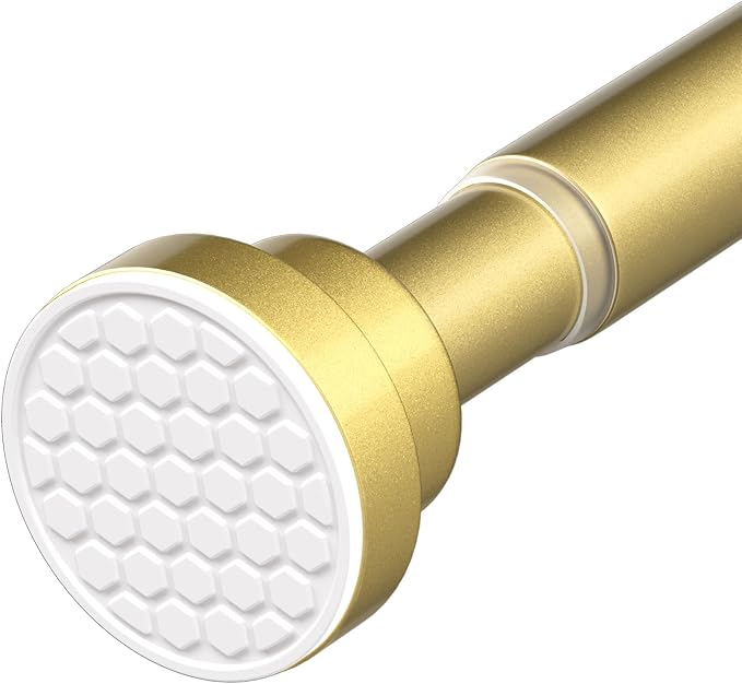 Tension Curtain Rod 46-76Inch Curtain Rods for Windows Gold Spring Curtain Rod no Drilling Adjustable Expandable Tension Rods for Windows,Doorway,Closet,Bedroom