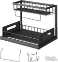 Under Sink Organizer, Pull Out Cabinet Storage 2 Tier Slide Out Sink Shelf, Kitchen Organizers and Storage, Black, 1 Pack