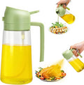 Aovdy 16oz/470ml Glass Olive Oil Sprayer for Cooking - 2 in 1 Olive Oil Dispenser Bottle Spray and Pour for Kitchen Gadgets Cooking Air Fryer Salad BBQ (Green)